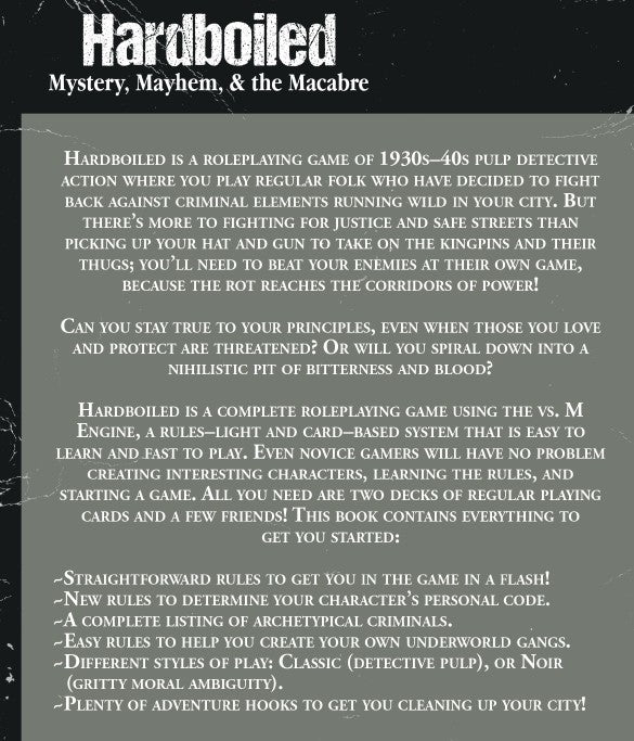 Hardboiled - A Pulp Noir RPG of Mystery, Mayhem, & the Macabre